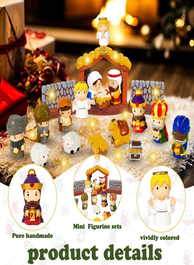 Pamonrueer 19 Pcs Christmas Little Nativity Set Christmas Nativity Scene Resin Hand-Painted Nativity Set Figurines for Party Decorations Tabletop - Image 3
